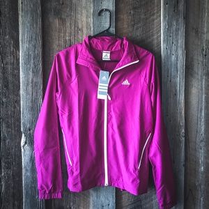 NWT Adidas magenta windbreaker.